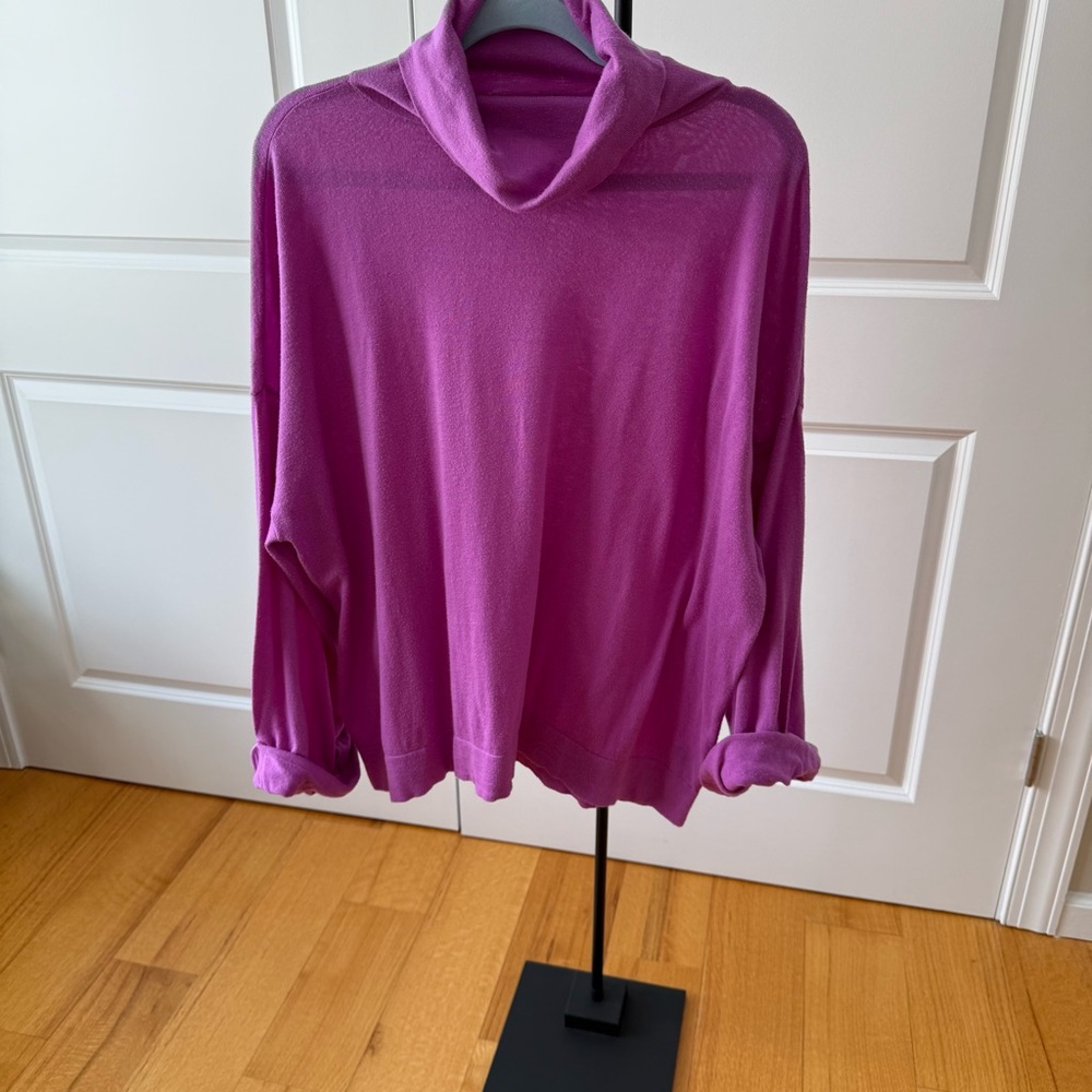 Lauren Ralph Lauren Oversized Turtleneck Sweater, Pink Cotton Modal Blend, XL